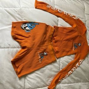 Chrome hearts matty boy crop top long sleeve biker shorts boxer pants set orange